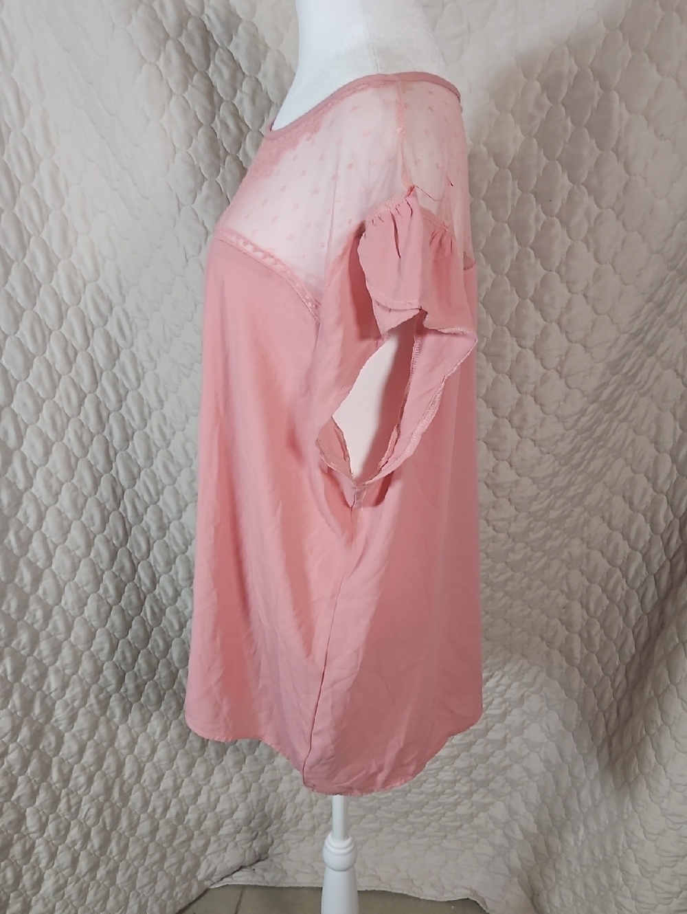 Absolute Angel New York Pink Lace Swiss Dot Detail Blouse - Picture 4 of 9